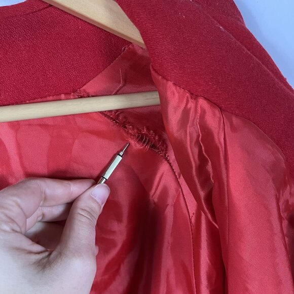 Peter Daniels 70% Wool Cherry Red Hooded Duffle Coat Size Medium - Picture 6 of 8